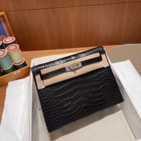 실사 [에르메스] HERMES Crocodile Kelly Danse Black 크로커다일 켈리 단스 블랙