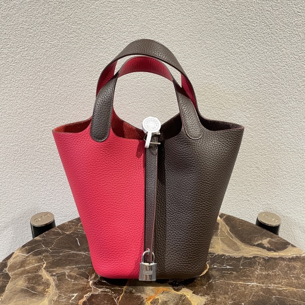 실사 [에르메스] HERMES Special Order PICOTINE Ebene+Rose Extreme  스페셜 오더 피코탄 에베네+로즈익스트림 18cm