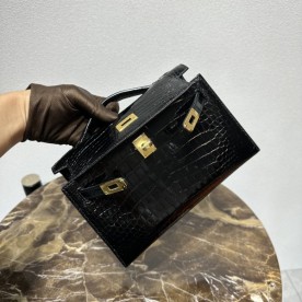 실사 [에르메스] 엘리게이터 미니 켈리 포쉐트 22cm HERMES MINIKELLY